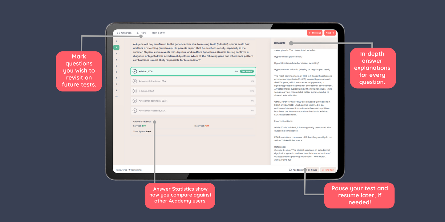 EveryGene Academy: Interactive Question Bank for Genetics Board Prep